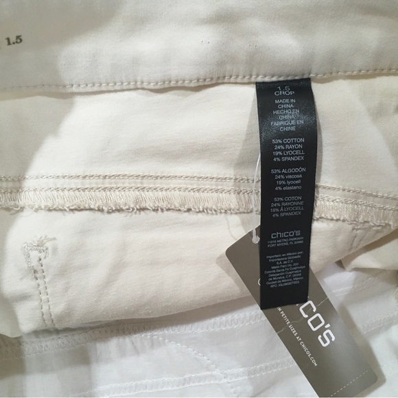 Chico's So Lifting Natural Cream Crop Basic Pants Womens Size 1.5 Medium New - Picture 7 of 7